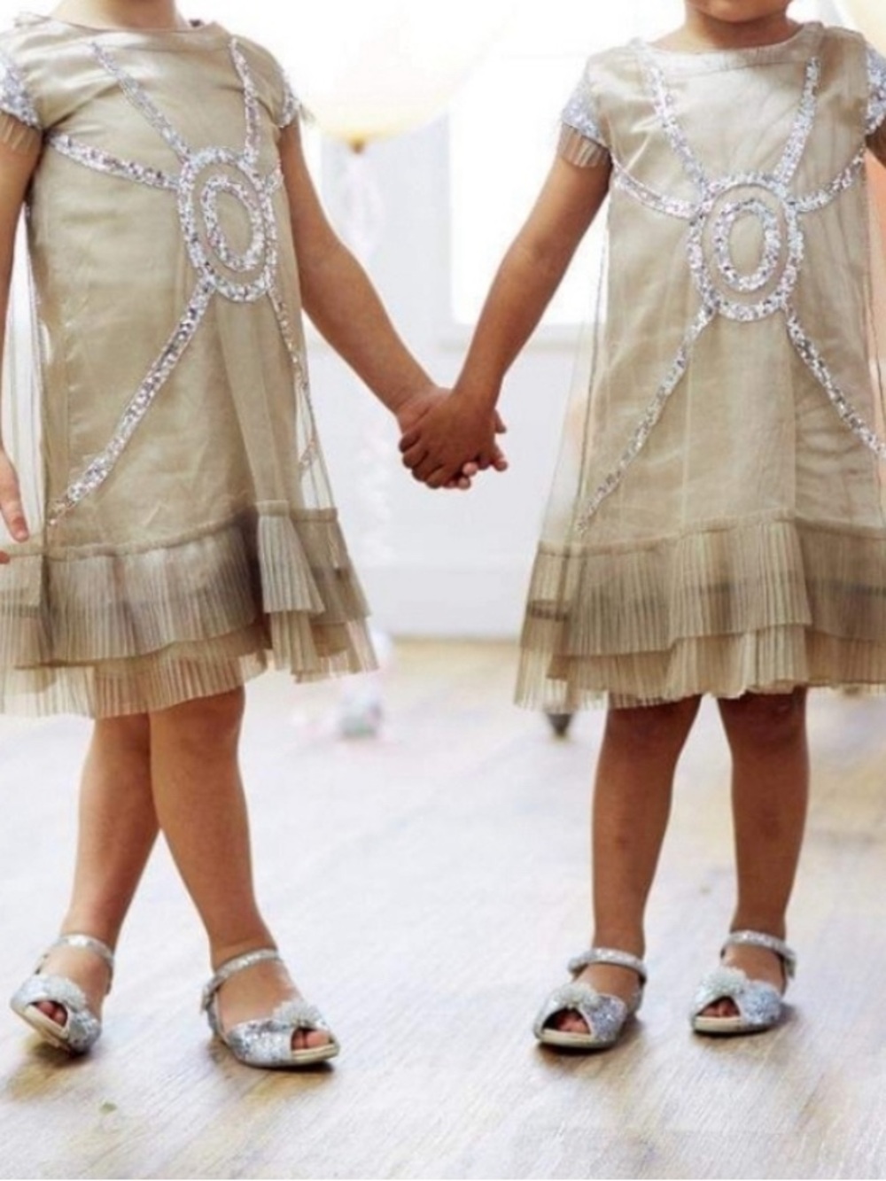 Mia Joy-Joyfolie Girls' Shimmery Gold Party Dress with Sequin Trim-1920’s